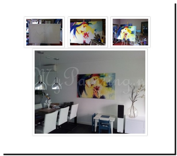 foto-naschilderen-vrouw-met-bloem-schilderij-laten