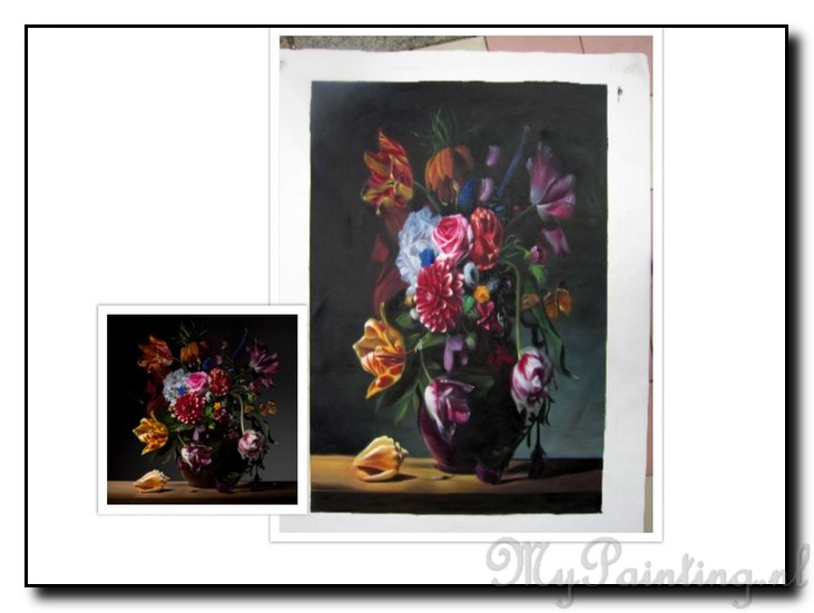 1foto-naschilderen-bloemen-boeket-in-vaas-schilder