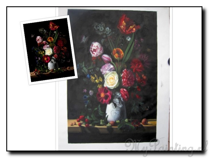 foto-naschilderen-bloemen-boeket-in-vaas-schilderi
