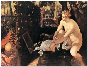 Schilderij Tintoretto, Bathing Susanna 1560ff