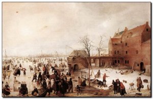 Schilderij Avercamp, Scene on Ice near Town 1615