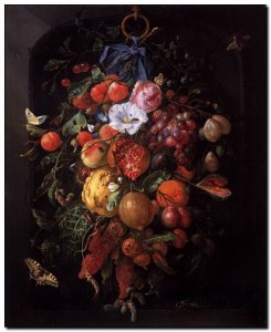 Schilderij Heem, Festoon of Fruit & Flowers c1660