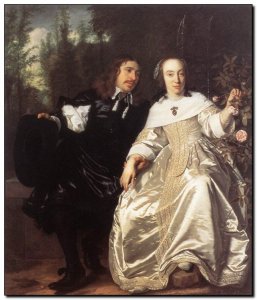 Schilderij Helst, Abraham del Court & Maria de Kee