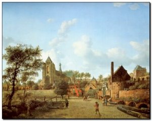 Schilderij VanderHeyden, Approach to Town of Veere