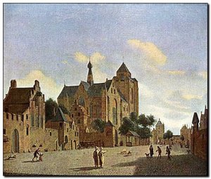 Schilderij VanderHeyden, Church in Veere
