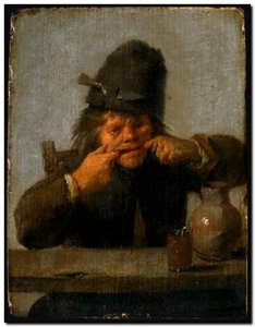 Schilderij Brouwer, Youth Making Face 1633
