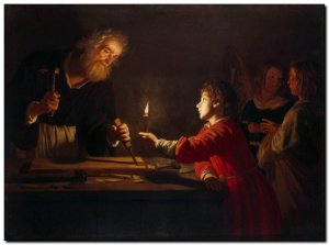 Schilderij Honthorst, Childhood of Christ c1620