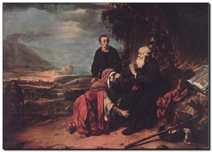 Schilderij Eeckhout, Prophet Eliseus & Woman of Su
