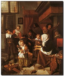 Painting Steen, Feast of St Nicholas 1665-8