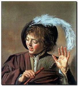 Schilderij Hals, boy with flute & feather