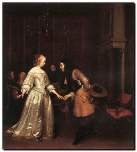 Schilderij TerBorch, Dancing Couple c1660