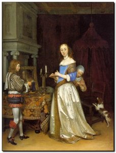 Schilderij TerBorch, Lady at her Toilette 1660