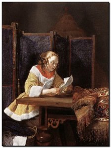 Schilderij TerBorch, Lady Reading Letter c1662