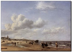 Schilderij Velde A, Beach at Scheveningen 1658