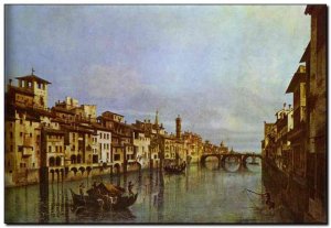 Schilderij Bellotto, Arno in Florence 1740s