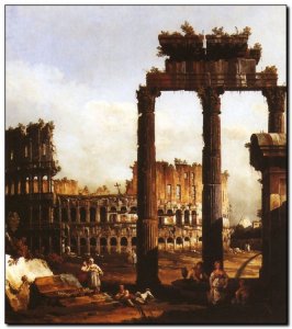 Schilderij Bellotto, Capriccio & Colosseum 1743f