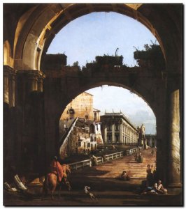 Schilderij Bellotto, Capriccio of Capitol 1743f