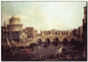 Schilderij Canaletto, Capriccio, Grand Canal with