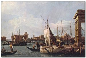 Schilderij Canaletto, La Punta della Dogana (Custo