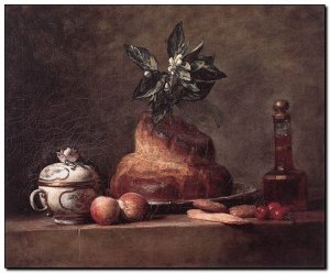 Schilderij Chardin, Still life with Brioche