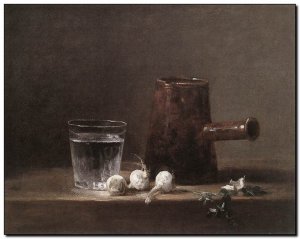 Schilderij Chardin, Water Glass & Jug 1760