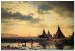 Schilderij Bierstadt, Chimney Rock & Ogalillalh Si