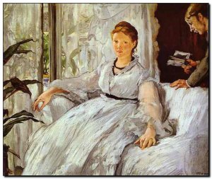 Schilderij Manet, Reading 1869