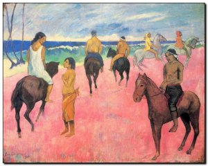 Schilderij Gauguin, Riders on Beach 1902