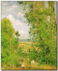 Schilderij Pissarro, Resting in Woods at Pontoise