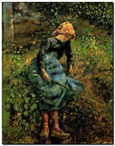 Schilderij Pissarro, Shepherdess 1881