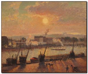 Schilderij Pissarro, Sunset at Rouen