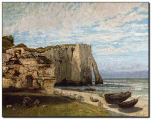 Schilderij Courbet, Cliff at Étretat after the Sto