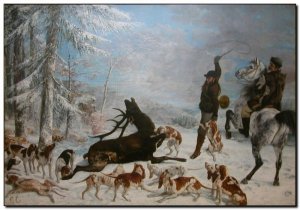 Schilderij Courbet, L'hallali du cerf