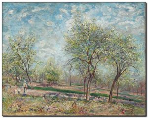 Schilderij Sisley, Apple Trees in Bloom 1880