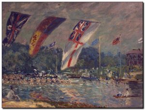 Schilderij Sisley, Les regates a Malasey