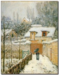 Schilderij Sisley, Snow at Louveciennes #2 1874