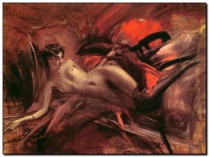 Schilderij Boldini, Reclining Nude #2