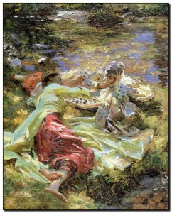 Painting  Sargent, Chess Game 1907