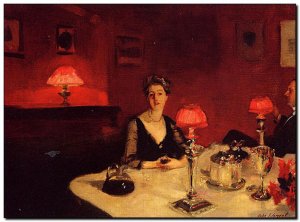 Painting  Sargent, Dinner Table at Night (M&M Albert Vickers) 1884