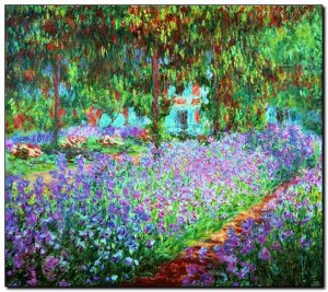 Schilderij Monet, Artist's Garden at Giverny 1900