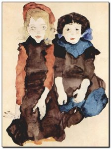 Gemälde Schiele, Zwei Kleine Mädchen 1911