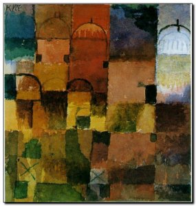 Painting Klee, Red & white domes 1914
