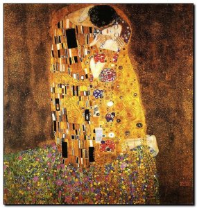 Schilderij Klimt, Kiss 1907