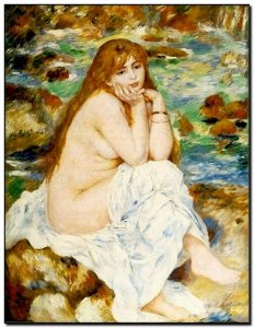 Schilderij Renoir, Bagnante seduta 1883