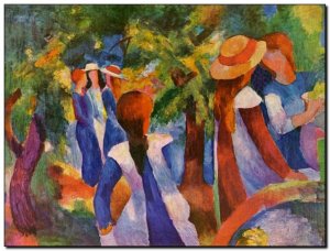Painting Macke, Girls Under Trees 1914