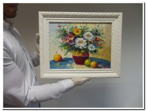 schilderij kleurrijke bloemen in vaas