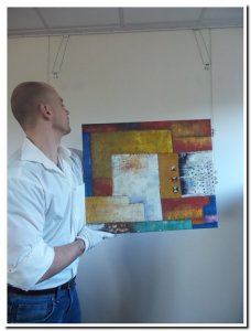 schilderij modern abstract rood geel blauw