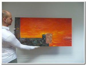 60x120cm 3D schilderij 00006 schilderij abstract red-orange