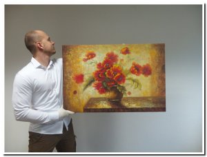 60x90cm schilderij 00001 schilderij klaprozen in vaas bloemstilleven