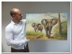 60x90cm schilderij 000026 schilderij olifanten